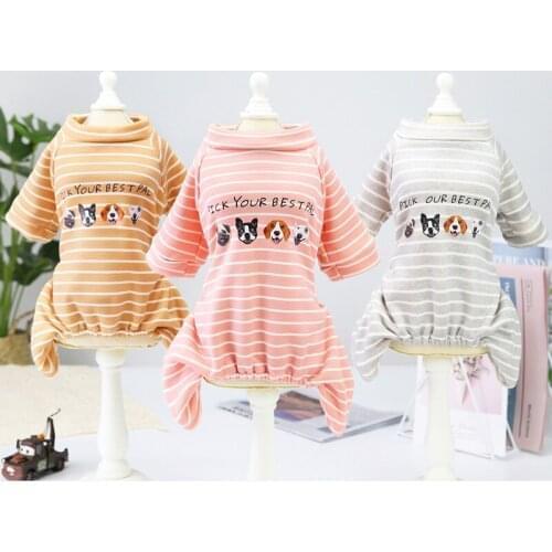 Cute Sleeping Dog Pajamas Animal Pattern stripe Jumpsuit Overalls For Girls Spring Autumn Pet Puppy Clothing for small dogs