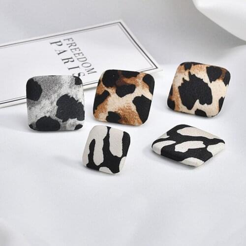 Min order 50pcs/lot color Leopard print geometry square shape flatback Cloth buckle diy jewelry earring/garment accessory