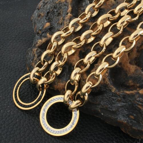 Fashion Stainless Steel Jewelry For Woman Round Necklace Chain Gold Color For Choose NGEZAGBI