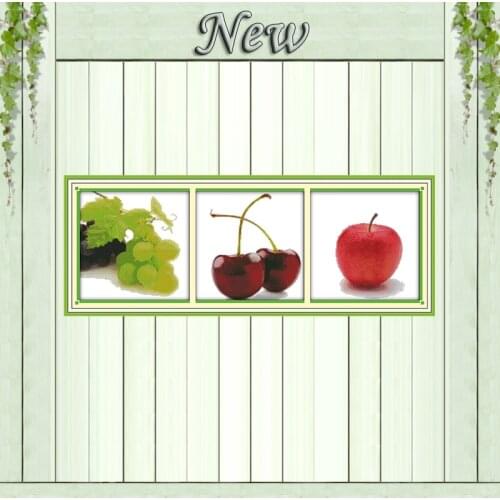 Fruits (triptych),11CT pattern printed on canvas DMC 14CT Cross Stitch kit,embroidery needlework Sets,The restaurant Home Decor