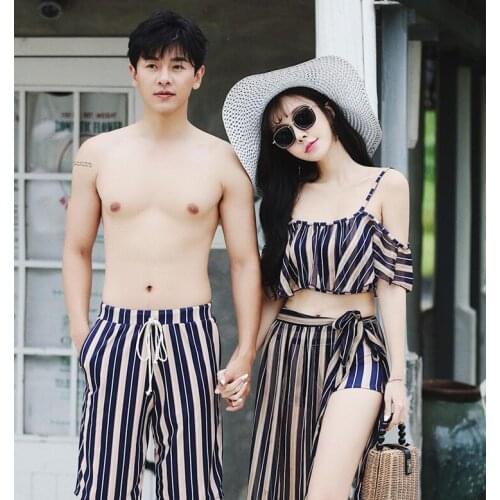 New Womens Bikini Swimsuits Couple Swimwear Skirt Summer Sexy Dress Bikinis Set Plus Size Women Bathing Suits Lovers Swimsuit