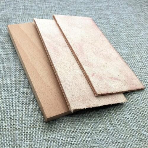 Knife sharpener Kit 2pcs 4mm Vegetable tanned Leather Honing Strops +wood block razor Knife Pedicure knife Blade polishing tools