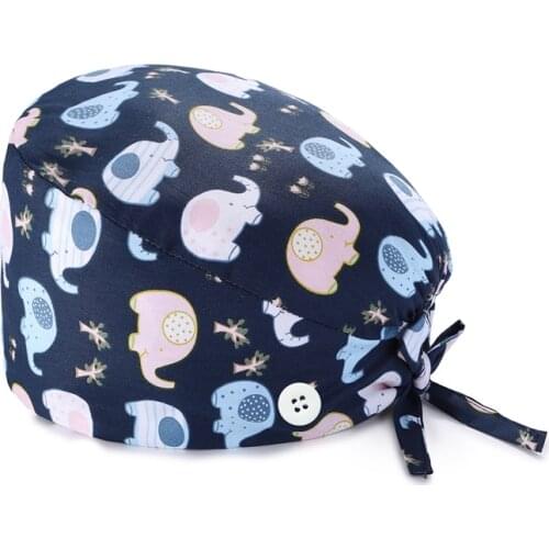 Wholesale Unisex scrub hats for women cotton Cartoon print hats adjustable Scrub hat working cap laboratory pet shop Scrub Cap
