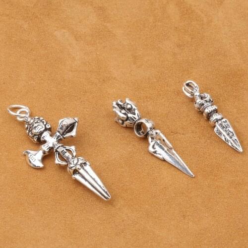 Wholesale S925 Sterling Jewelry Thai Silver Diy108 Buddhist Beads Accessories Sharp Cone And Vajra Pendant Clip