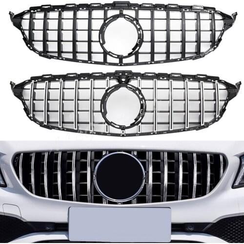 For Mercedes-Benz W205 C Class C200 C250 C300 C350 2019 2020 2021 Front Center Grille Bumper Grill GTR Black Silver
