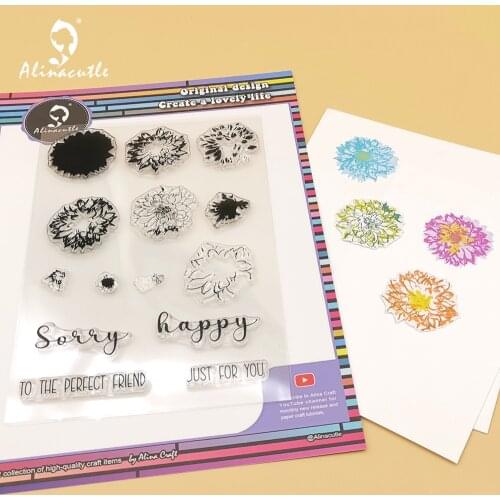 Alinacutle Clear Stamp Layered Flower Floral Sorry Scrapbooking Handmade Card Album Paper Craft Rubber Transparent Silicon Stamp