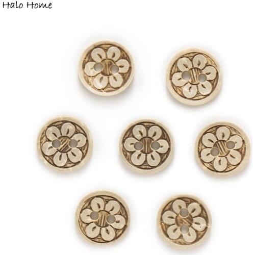 30pcs 2 Hole Coconut Buttons Flower Pattern Clothing Home Decor Handwork Gift Sewing Scrapbooking DIY 13mm