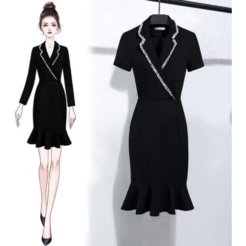 Plus Size Summer Clothes Mermaid Dress 2021 Autumn Business Office Ladies Work Wear Long Sleeve Dresses Ol Styles Clothes AA5674