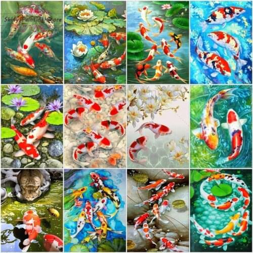 Handicraft Diamond Embroidery Carp Pond DIY Diamond Painting Fish koi Cross Stitch Acrylic Diamond Mosaic Home Decor Living Room