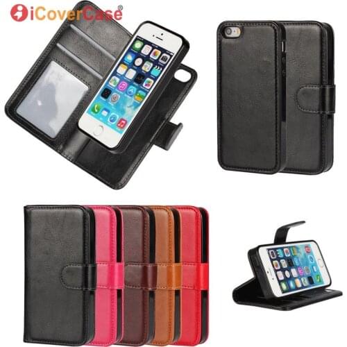 Detachable Magnetic Case For iPhone X 7 8 6S Plus SE 5S Wallet Leather Cover 2 in 1 Bag Hoesje Etui For iPhone7 Plus 6 5 S Coque