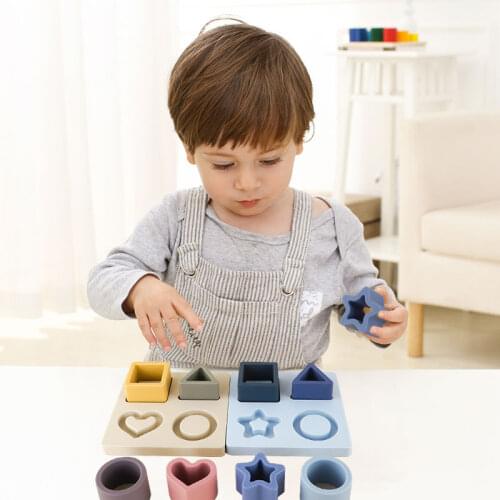Silicone Newborn Holding Toys Childrens Educational Toys Puzzle Blocks Baby Teether 100% Food Grade Silicone Boys Girls Gifts
