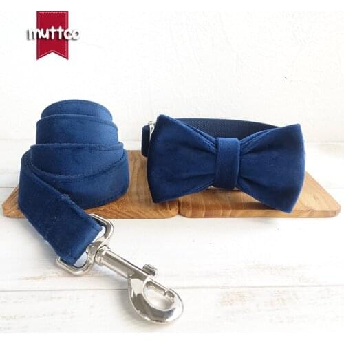 MUTTCO dog collar leash set accessory for pets THE SAPPHIRE adjustable pet products convenient to walk the dog 5 sizes UDC078