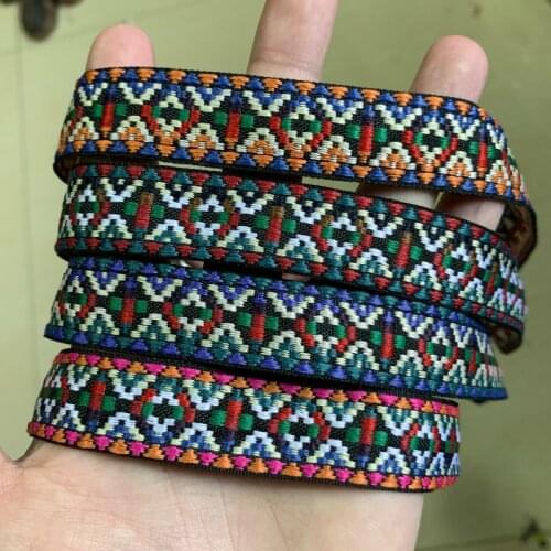 10Yard Or 50Y 3/4" 20MM Woven Jacquard Ribbon Width Trims Geometric Totem Pattern For Curtain And Clothing Accessory Lace Fabric