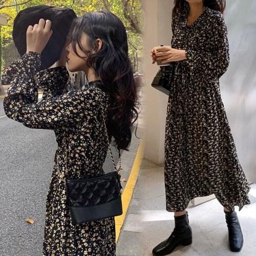 Floral Skirt Female Spring and Autumn Korean Version of The New Inner Base Dress Temperament Waist Mid-length Skirt