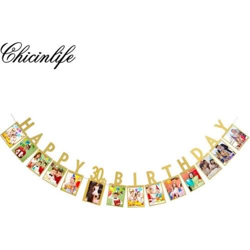 Chicinlife 1set Happy 30th/40th/50th Adult Birthday Photo Signs Banner Party Photo Booth Props Garland Decoration Supplies