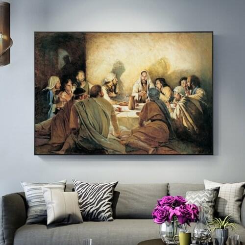 Da Vinci Last Supper Famous Canvas Painting Jesus and Disciples Posters and Prints Wall Art Pictures for Living Room Decoration
