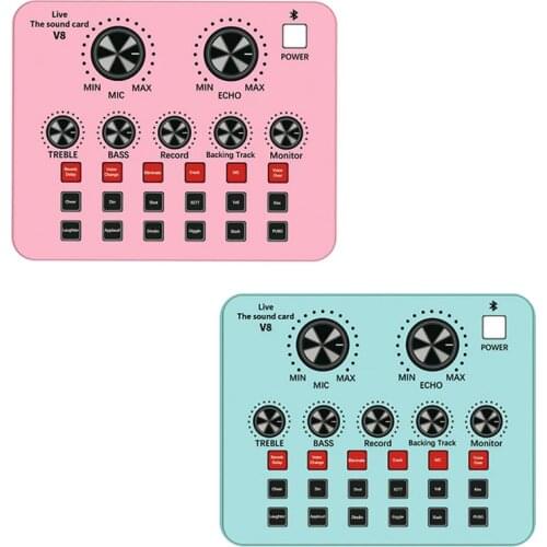 Bluetooth Live Sound Card 12 Kinds of Sound Effects Voice Converter for Live Singing Karaoke Home Audio and Video