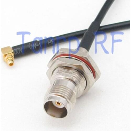 10pcs 6in TNC female jack to MMCX male right angle RF connector adapter 15CM Pigtail coaxial jumper cable RG174 extension cord