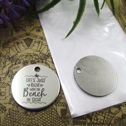 10pcs--"LIFES JUST RIGHT WITH THE BEACH IN SIGHT"stainless steel charms 5 styles for choosing DIY Charms for necklace bracelets