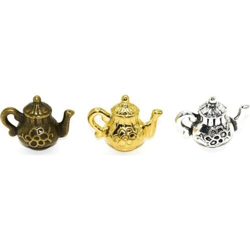 10PCS Wholesale Vintage Metal 3D Kettle Charms Teapot Pendant For DIY Handmade Jewelry Making Supplies