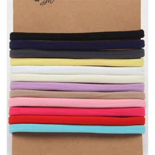 12pcs/lot Hot-sale Soft Thin Nylon Headband Skinny Stretchy Hair Band Girls 2018 DIY Hair Bows Elastic Headband Hair Accessories