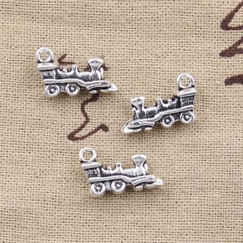 15pcs Charms Old Fashioned Train 17x12mm Antique Bronze Silver Color Pendants DIY Making Findings Handmade Tibetan Jewelry