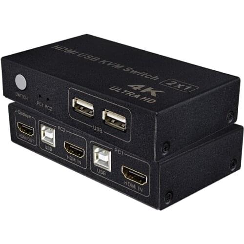 2 Port 4K USB KVM Switch HDMI-Compatible Switcher Splitter Box 2 In 1 Switcher For Laptop HDTV Sharing Printer Keyboard