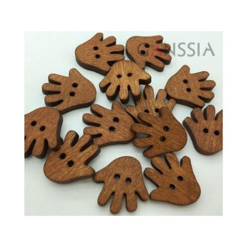 50pcs/lot Size:2cm Round 2 Holes Buttons,Funny Hand-shape Wood Button DIY,Accssories Sewing Button (ss-1042)