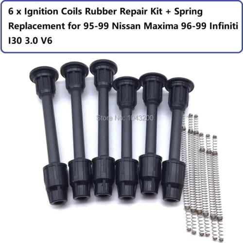 6 x New Ignition Coil Repair Rubber Kit + Spring for 95-99 Nissan Maxima 96-99 Infiniti I30 3.0 V6 22448-31U05, 22448 31U00