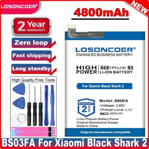 LOSONCOER Good Quality Battery 4800mAh BS03FA BSO3FA Battery for Xiaomi Black Shark 2 Shark2 Batteries