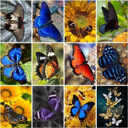 Butterfly DIY 5D Diamond Painting Full Square Drill Flower Scenic Diamond Embroidery Cross Stitch Kit Resin Wall Art Home Decor