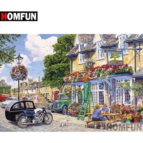 HOMFUN Diy Full Square Round Drill 5D Diamond Painting Cross Stitch Diamond Embroidery "Country scenery" Home Decor Gift A08338