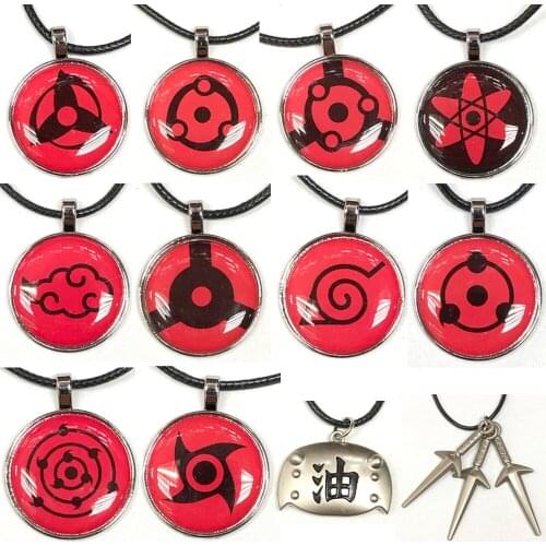 Anime Ninja Sharingan Cosplay Jiraiya Kakashi Akatsuki Pain Kunai Shuriken Metal Figure pendant Punk Fashion Necklace