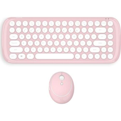 Wireless Retro Keyboard Computer Keyboard 2.4G Mini Wireless Bluetooth Keyboard Mouse Set Punk Chocolate Key Cap for Laptop Pc
