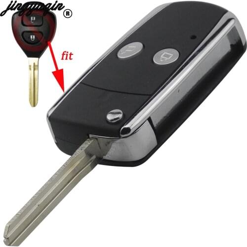 Jingyuqin For Toyota Echo Prado Avalon 2B Keychain fob Case 10pcs/lot 2 Button Uncut TOY43 Modify Flip Folding Key Shell Fit
