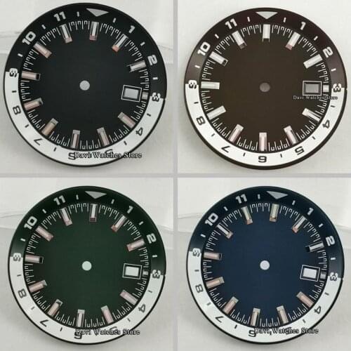 36.5mm Sterile Watch Dial Green Luminous Black/White/Blue Dial Fit NH35 NH35A automatic movement