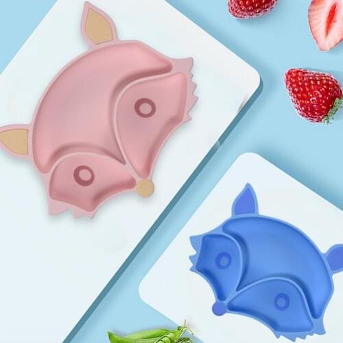 Children Dish Suction Cup Bottom Anti-slip Silicone Training Feeding Plate for Toddler Kid Dinner Plate Tableware Dinnerware