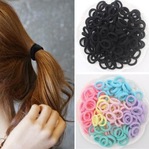 100pcs Childrens Portable Colorful & Solid Color Hair Rings Soft Fashion High Elasticity Seamless Towel Loop For Kids & Adults