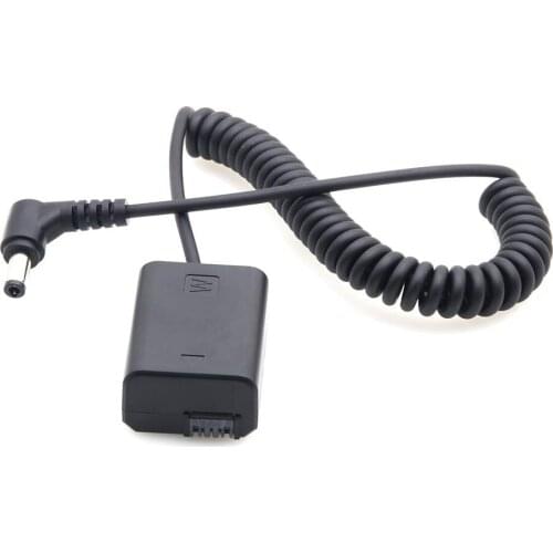 NP-FW50 Dummy Battery Pack Coupler Adapter with DC Male Connector Power Coiled Cable for Sony A6500 A6300 A6000 a7 a72 a7s a7r
