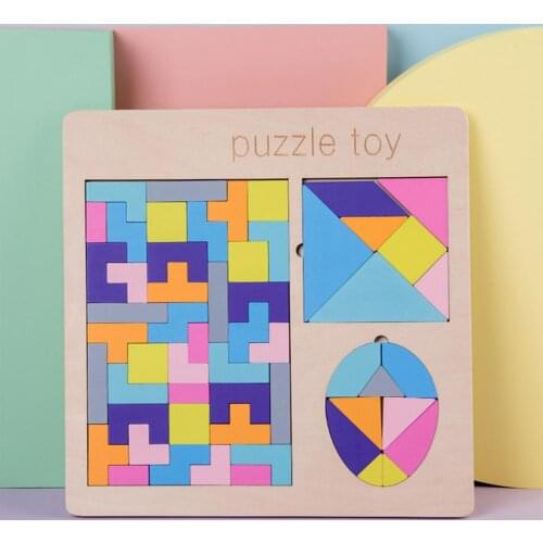 Houten Montessori Geometric Puzzel Voorschoolse Educatief Geometrische Figuren Speelgoed Tangram Montessori Puzzel Boord Set