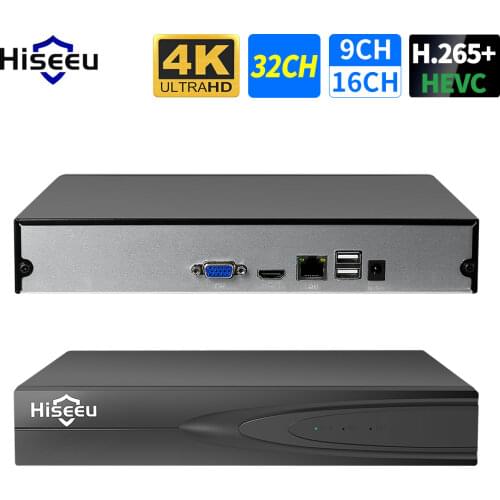 Hiseeu H.265 Video Surveillance NVR Recorder 8CH 16CH 5MP 4MP 2MP Output Motion Detect Recorder for IP Camera Metal Case