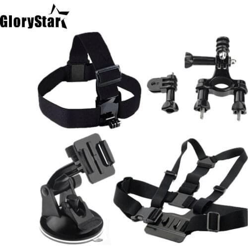 GloryStar 4 In 1 Head Chest Strap Handlebar bicycle bike Mount Accessories Set for GoPro Hero 876 5 4 3 SJCAM Xiao Yi 4k Camera