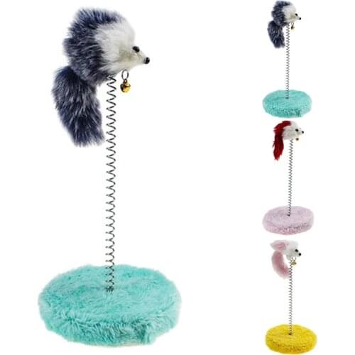 Cat Spring Toy Interactive Plush Cat Scratching Toy Kitten Mouse Toy with Bell Toys for Cats easer Pet Interactive Supplies