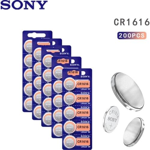 200Pcs/lot SONY CR1616 DL1616 ECR1616 LM1616 1616 3V Lithium Batteries Cell Button Coin Battery For Motherboard Watch
