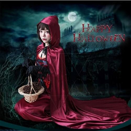 Little Red Cosplay Dress Halloween Cosplay Costume For Women Girls Adult Vampire Ghost Princess Cape Thriller Party Performance