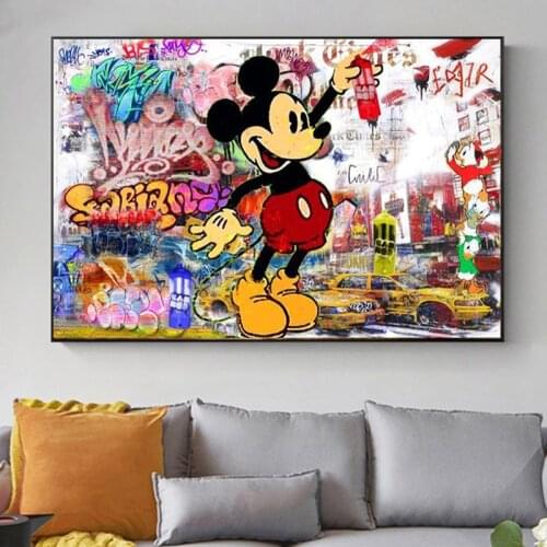 Mickey Mouse Disney Pop Graffiti Street Art Poster and Print Wall Art Pictures for Living Room Home Decoration Canvas Painting