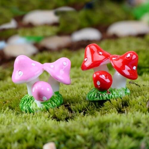 10PCS Fairy Garden Miniatures Mini Mushroom Garden Ornament Miniature Plant Pots Fairy DIY Dollhouse Resin Craft