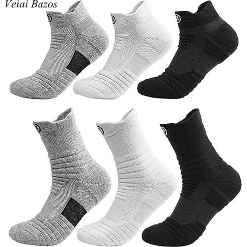 Mens 2 Pairs Sports Towel Thick Basketball Sock Ankle Terry Winter Warm Men Cotton Short Men White Ankle Socks Size 39-45