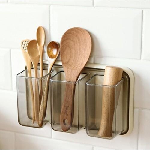 Wall-Mounted Storage Box Thicken Punch-free Bathroom Bedroom Kitchen Storage Rack 3 Grid Multifunction Household Accessories