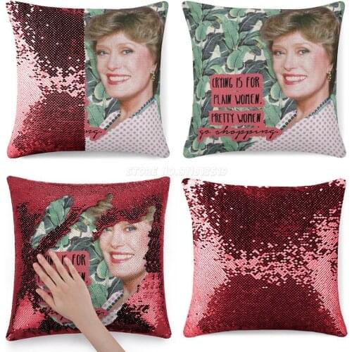 Blanche Devereaux Sequin Pillowcase Throw Pillow Case 40cmX40cm Blanche Devereaux Golden Girls American Sitcom Girls 8s Old